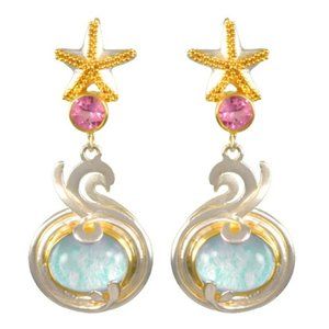 Poseidon's Treasures Sterling Silver and 22K Gold Vermeil Earring with Amazonite
